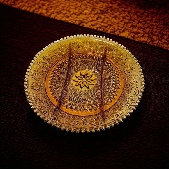 Vintage Indiana Glass Tiara Divided Platter Scalloped Edge Sandwich Relish Tray - Picture 10 of 12